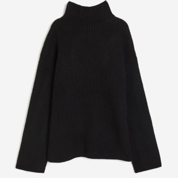 Black Rib Knit Mock Turtleneck Sweater (XL) - Picture 2 of 2